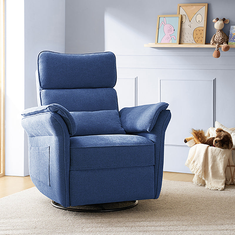 Fauteuil planeur électrique de nurserie avec accoudoirs et appuie-tête réglables, oreiller lombaire amovible, repose-pieds synchronisé et port USB | Beige / Blanc / Gris / Bleu marine / Bleu / Avoine / Mousse / Rose | Monoplace