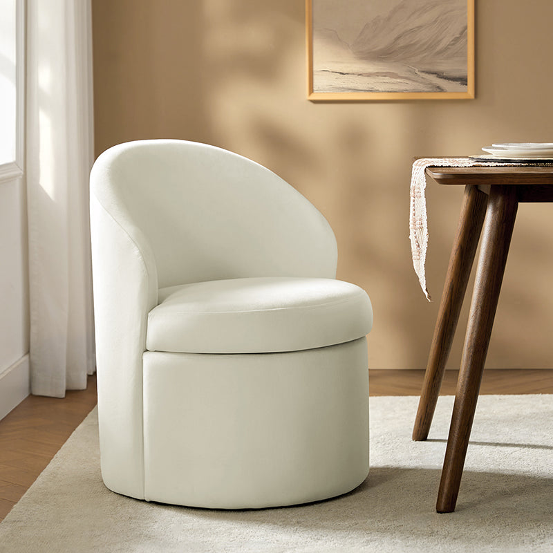 Fauteuil en velours avec rangement intégré sous l'assise | Mousse / Sable / Ivoire | Une place