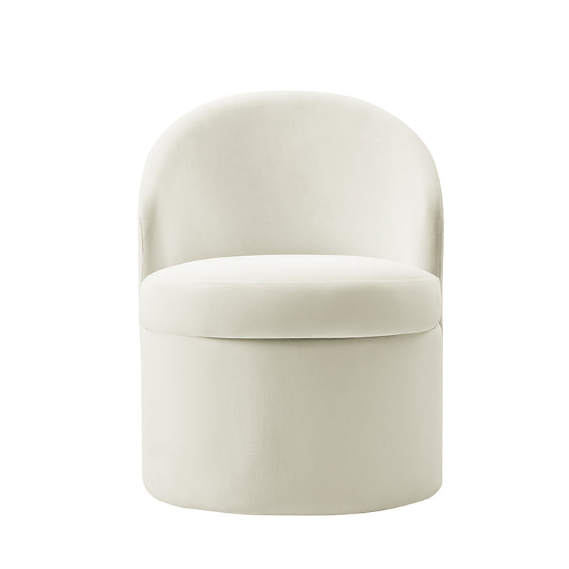 Fauteuil en velours avec rangement intégré sous l'assise | Mousse / Sable / Ivoire | Une place