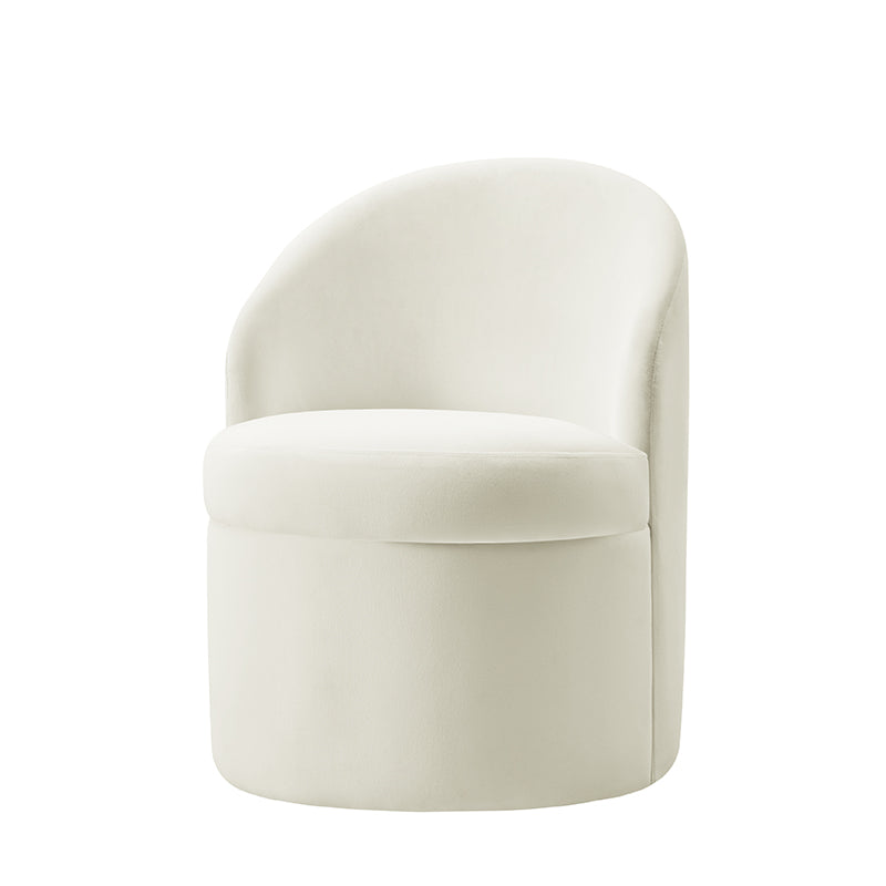 Fauteuil en velours avec rangement intégré sous l'assise | Mousse / Sable / Ivoire | Une place