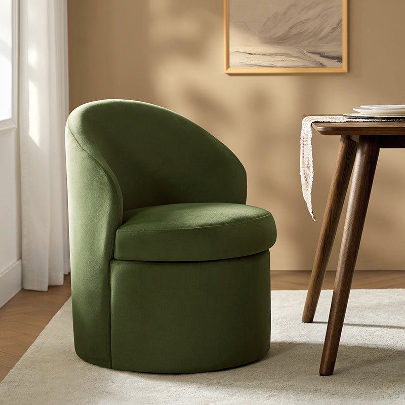 Fauteuil en velours avec rangement intégré sous l'assise | Mousse / Sable / Ivoire | Une place
