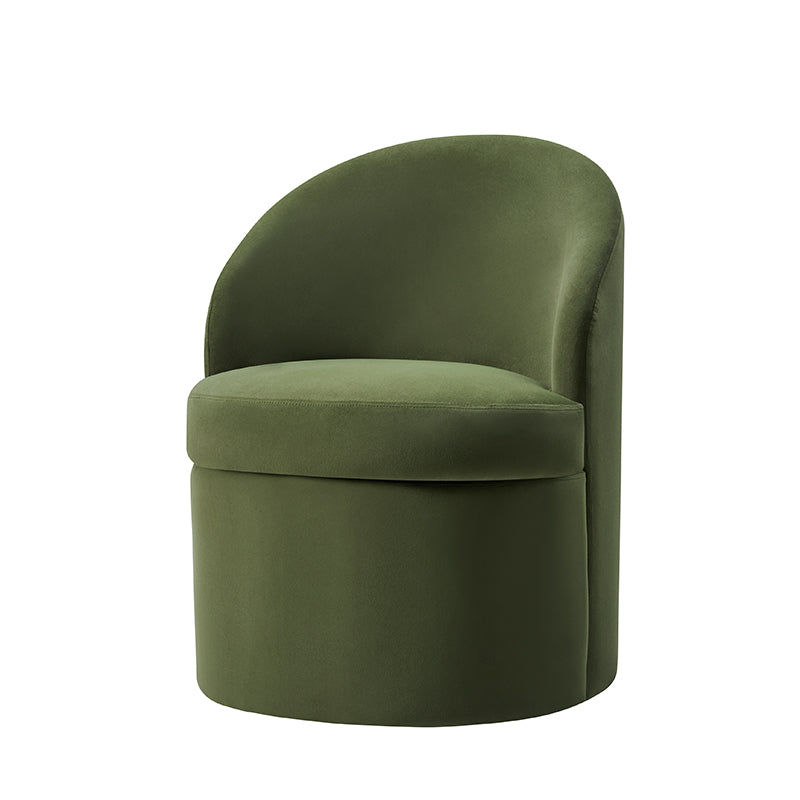 Fauteuil en velours avec rangement intégré sous l'assise | Mousse / Sable / Ivoire | Une place