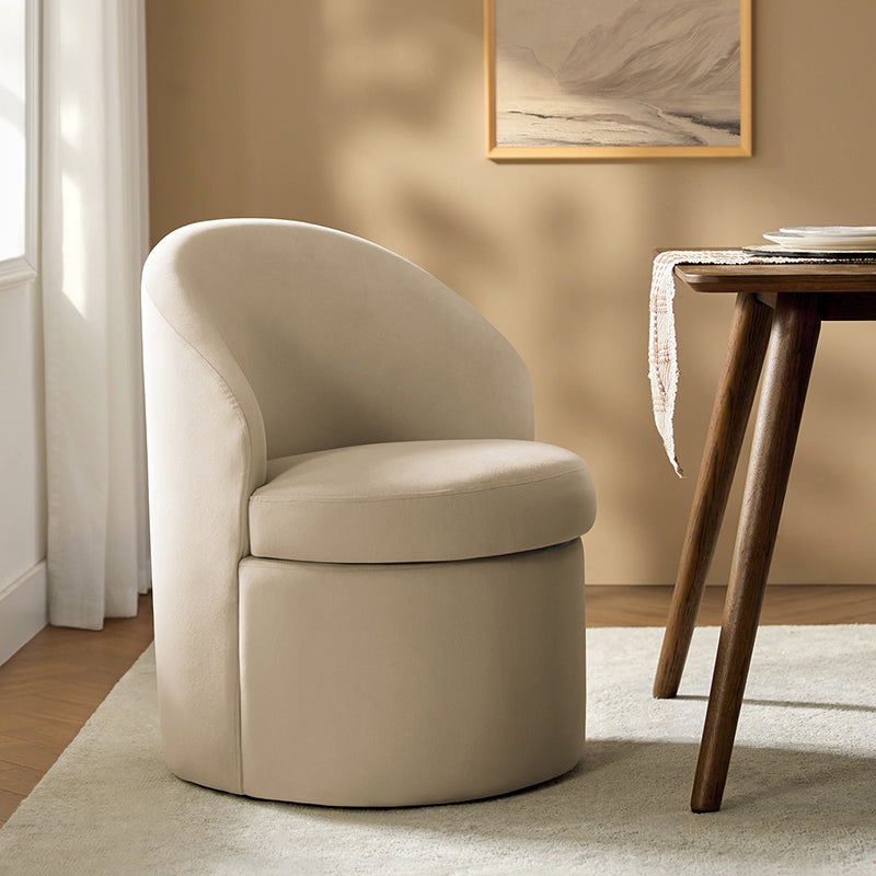 Fauteuil en velours avec rangement intégré sous l'assise | Mousse / Sable / Ivoire | Une place