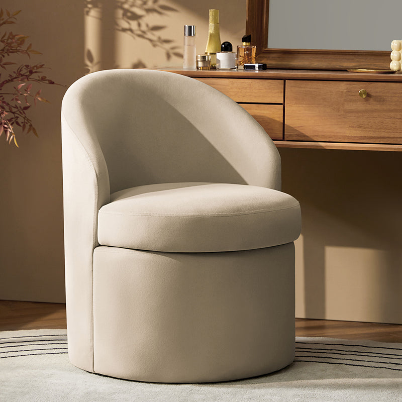 Fauteuil en velours avec rangement intégré sous l'assise | Mousse / Sable / Ivoire | Une place