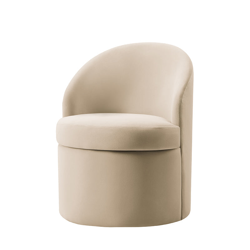 Fauteuil en velours avec rangement intégré sous l'assise | Mousse / Sable / Ivoire | Une place