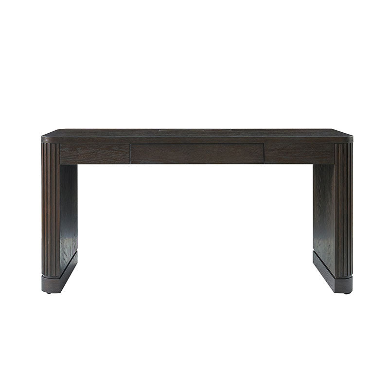 Bureau à Pieds Cannelés en Bois avec Prises de Courant Intégrées et Tablette Clavier | Seadrift / Charcoal | Individuel