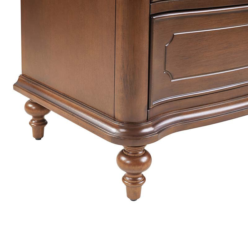 Commode à 6 tiroirs avec façade incurvée, pieds en forme de gourde et poignées en bronze antique | Noyer | Individuel