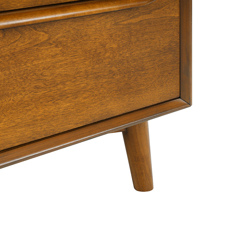 Commode 7 tiroirs de style Mid-Century avec pieds en bois d'hévéa massif, pieds réglables et mécanisme anti-basculement | Chêne clair / Noyer | Simple