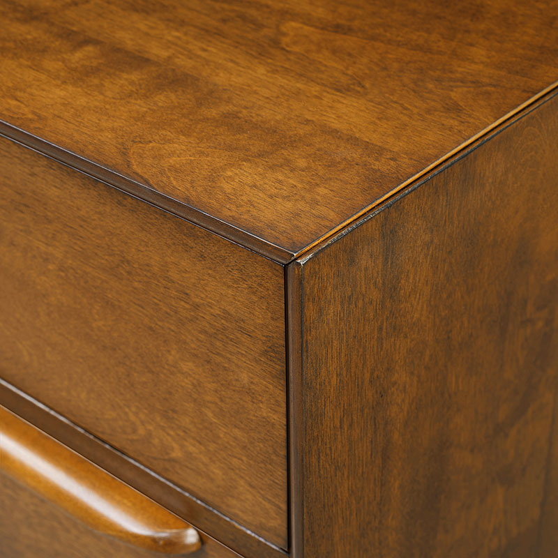 Commode 7 tiroirs de style Mid-Century avec pieds en bois d'hévéa massif, pieds réglables et mécanisme anti-basculement | Chêne clair / Noyer | Simple