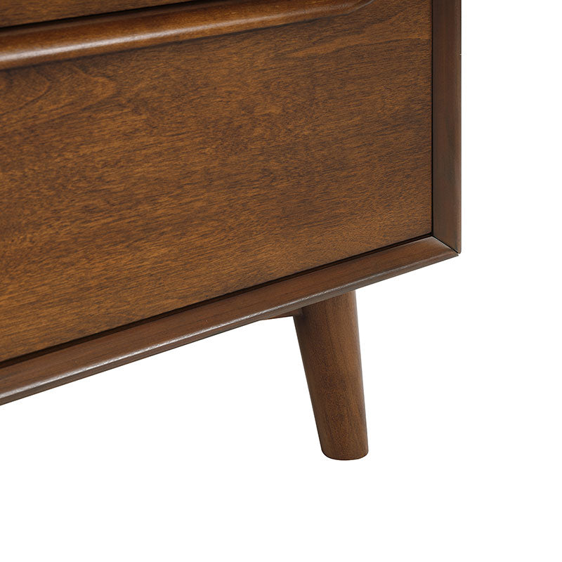 Commode 7 tiroirs de style Mid-Century avec pieds en bois d'hévéa massif, pieds réglables et mécanisme anti-basculement | Chêne clair / Noyer | Simple