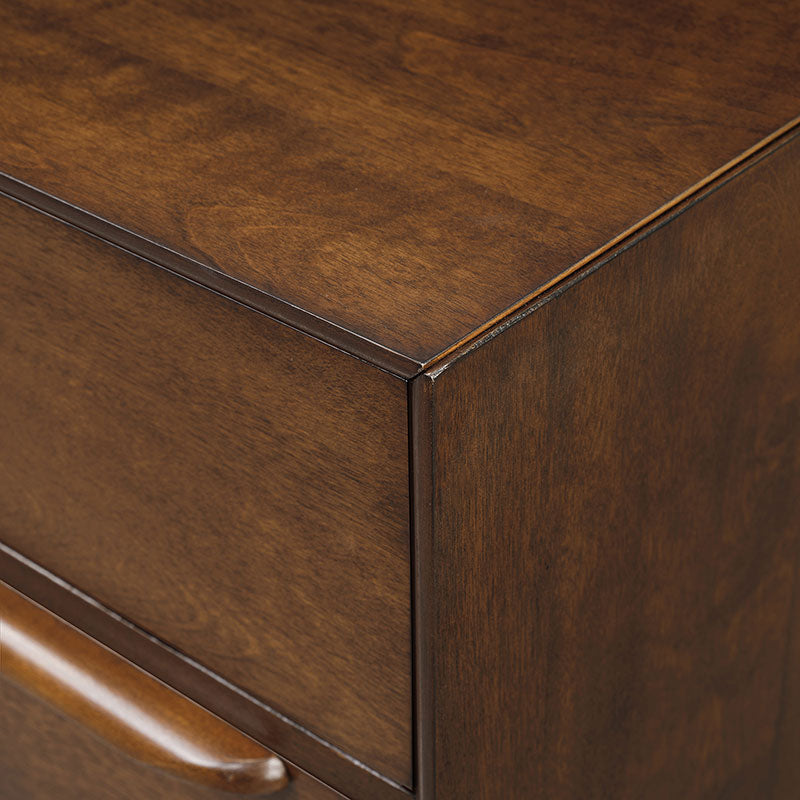 Commode 7 tiroirs de style Mid-Century avec pieds en bois d'hévéa massif, pieds réglables et mécanisme anti-basculement | Chêne clair / Noyer | Simple