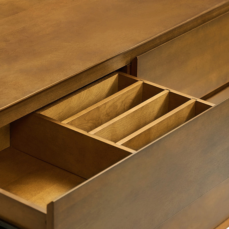 Commode 6 tiroirs avec séparations internes, glissières métalliques, pieds en bois d'hévéa et pieds réglables | Chêne / Noyer | Individuel