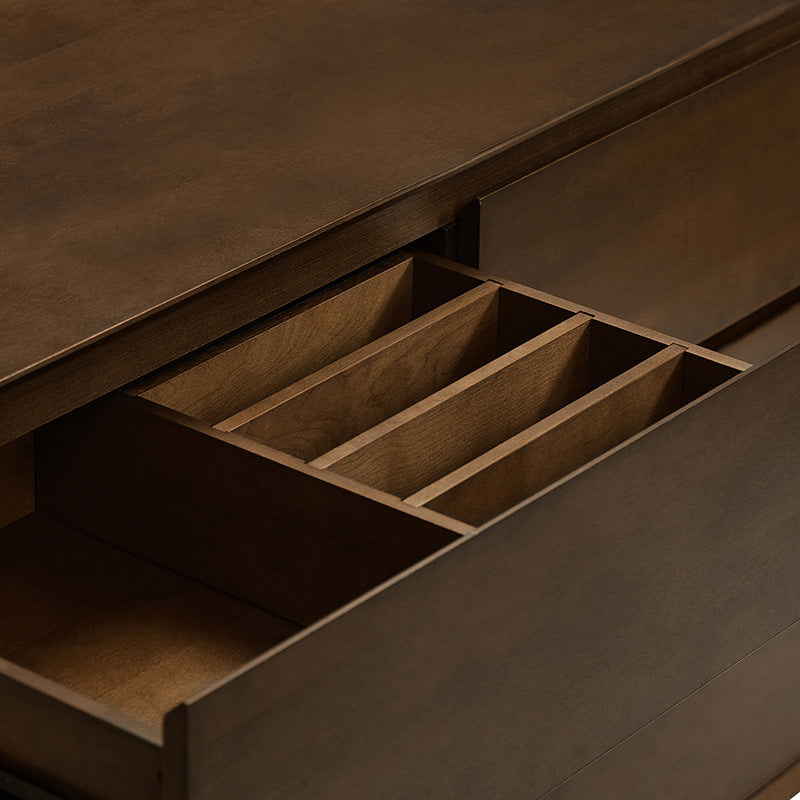 Commode 6 tiroirs avec séparations internes, glissières métalliques, pieds en bois d'hévéa et pieds réglables | Chêne / Noyer | Individuel