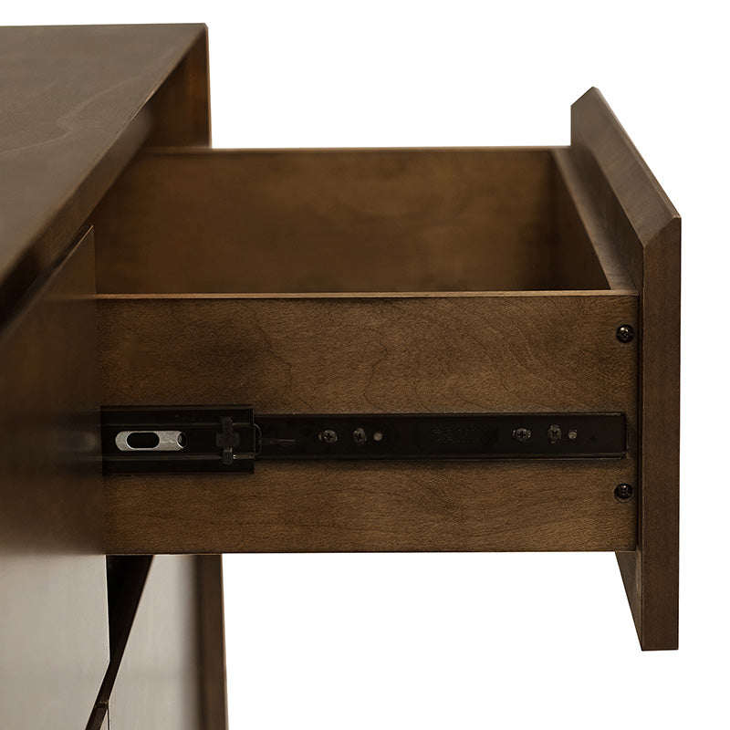 Commode 6 tiroirs avec séparations internes, glissières métalliques, pieds en bois d'hévéa et pieds réglables | Chêne / Noyer | Individuel