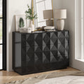 Commode à 8 tiroirs motif géométrique, 50 po, avec séparateurs internes, glissières en métal et pieds réglables | Noir / Bleu marine | Simple