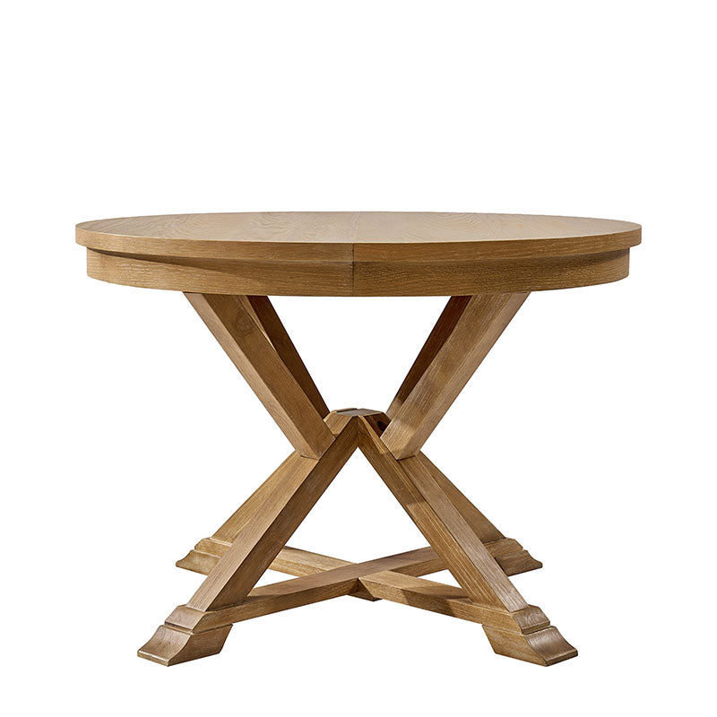Table à manger ronde extensible avec pieds en bois massif | Chêne / Noyer | Individuel | Pour 4 à 6 personnes