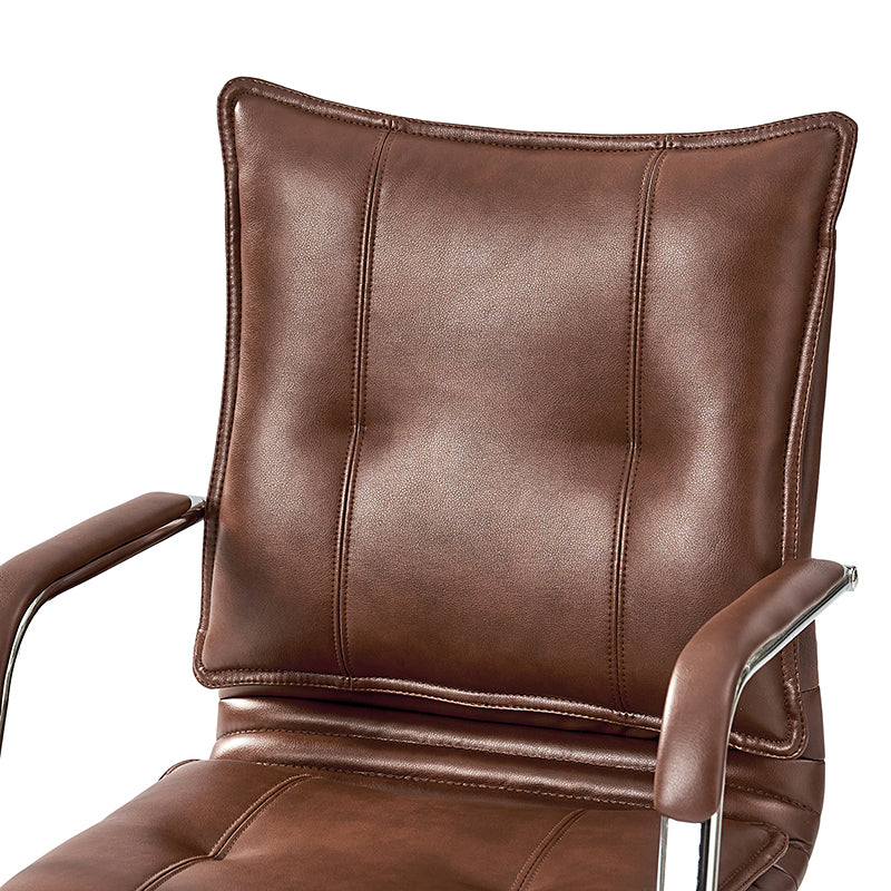 Chaise de bureau à dossier capitonné en cuir PU avec accoudoirs rembourrés, hauteur réglable et base pivotante à 5 roulettes | Marron / Gris / Noir / Sauge / Camel / Blanc | Siège unique