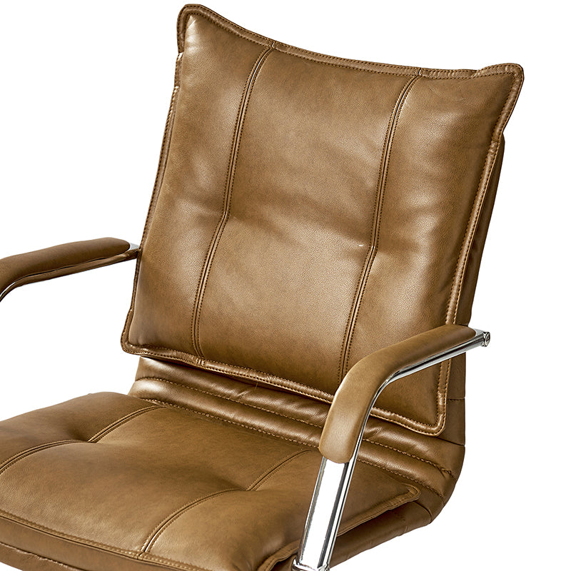 Chaise de bureau à dossier capitonné en cuir PU avec accoudoirs rembourrés, hauteur réglable et base pivotante à 5 roulettes | Marron / Gris / Noir / Sauge / Camel / Blanc | Siège unique