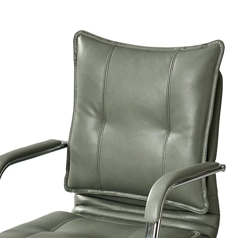 Chaise de bureau à dossier capitonné en cuir PU avec accoudoirs rembourrés, hauteur réglable et base pivotante à 5 roulettes | Marron / Gris / Noir / Sauge / Camel / Blanc | Siège unique