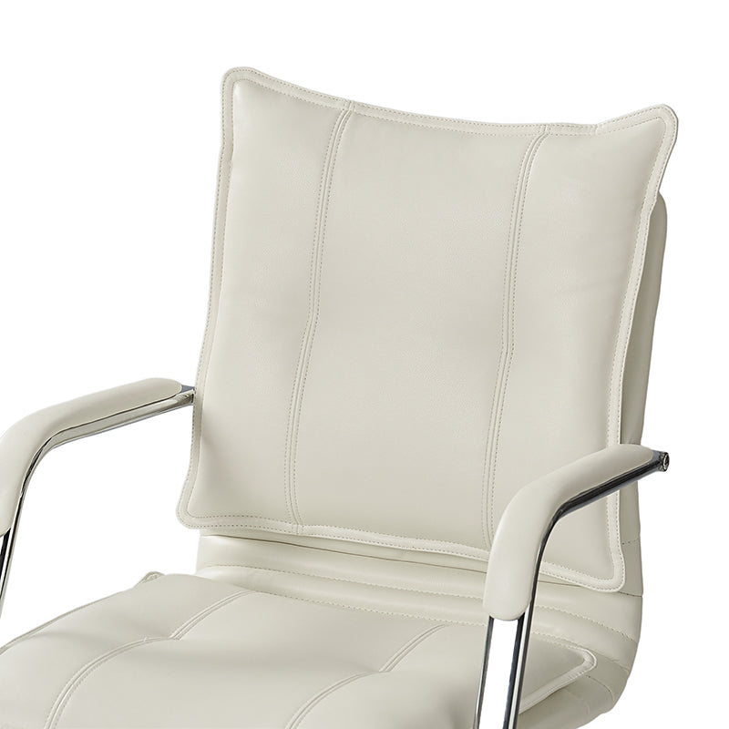 Chaise de bureau à dossier capitonné en cuir PU avec accoudoirs rembourrés, hauteur réglable et base pivotante à 5 roulettes | Marron / Gris / Noir / Sauge / Camel / Blanc | Siège unique