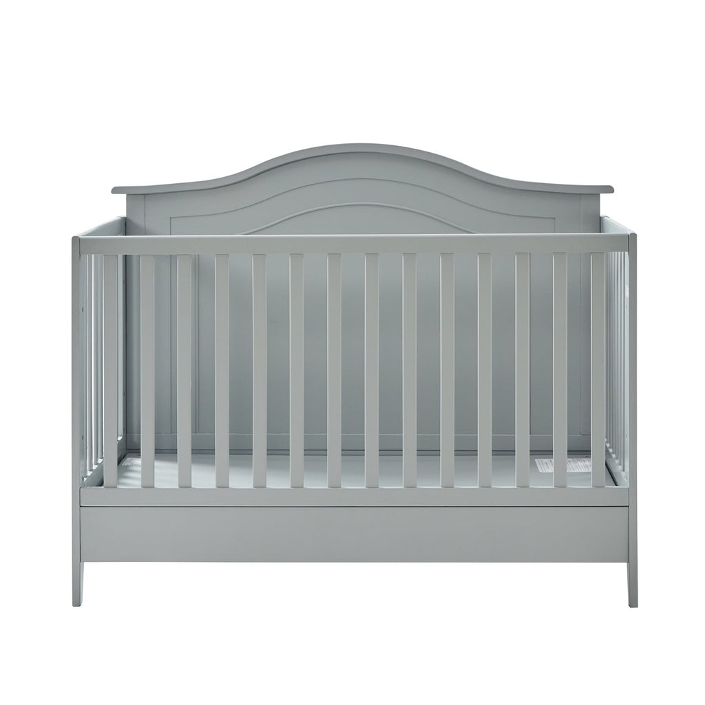 Lit de bébé convertible 5-en-1 avec berceau à bascule, lit de tout-petit, lit de repos et conversion en bureau | Blanc / Gris | Simple