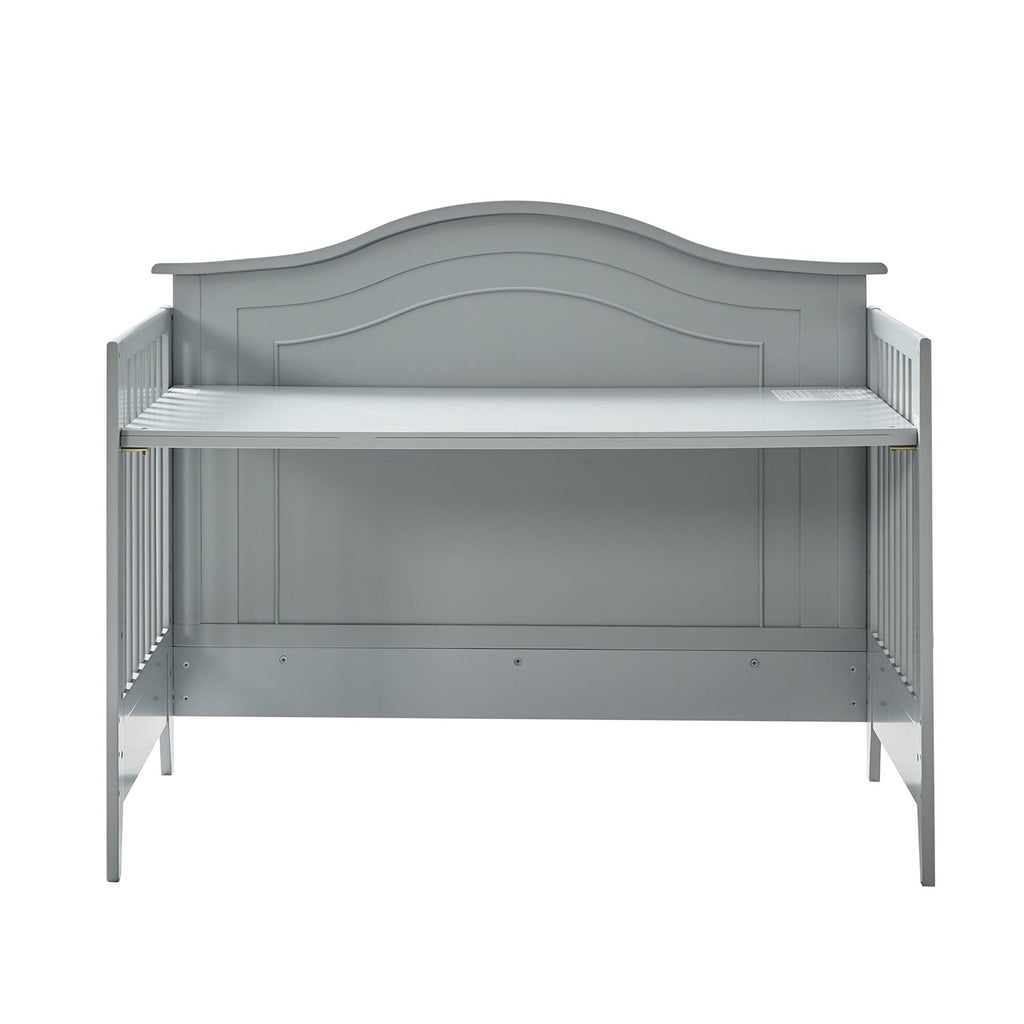 Lit de bébé convertible 5-en-1 avec berceau à bascule, lit de tout-petit, lit de repos et conversion en bureau | Blanc / Gris | Simple
