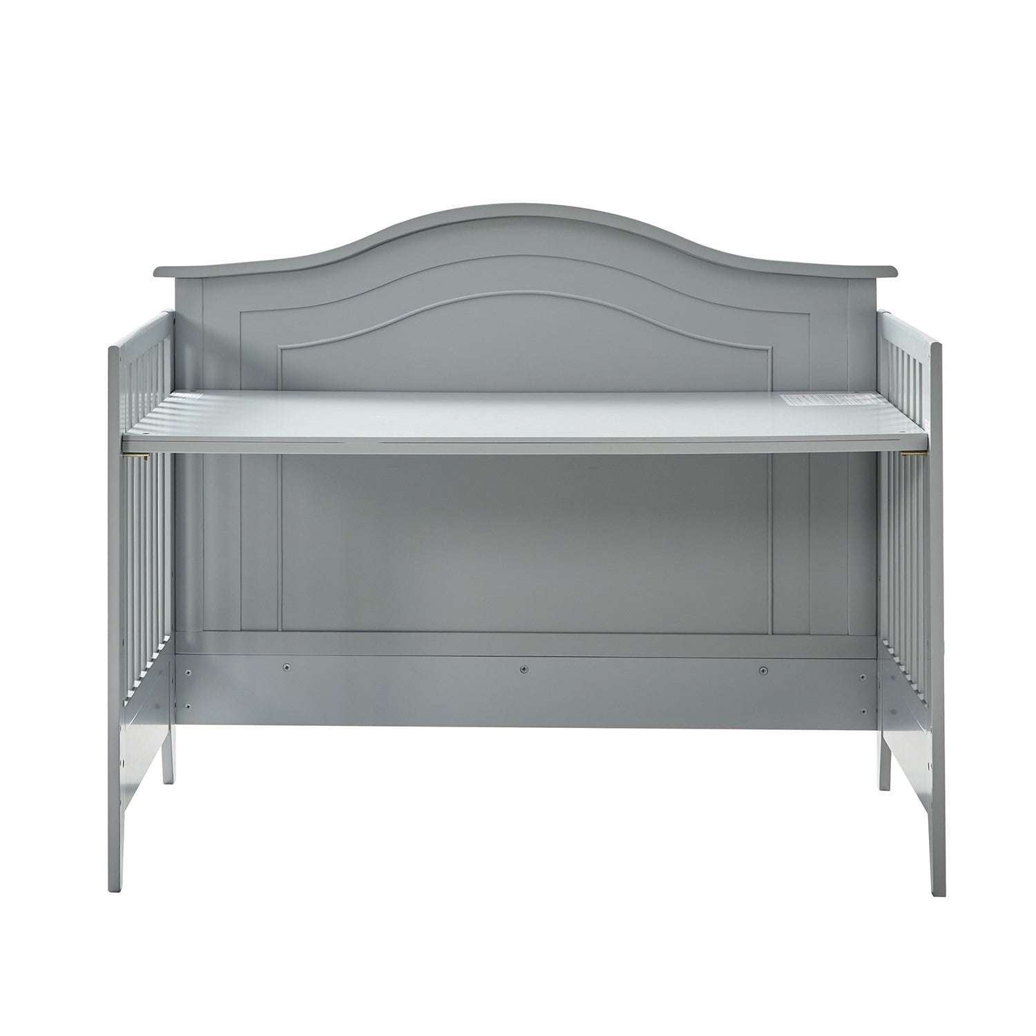 Lit de bébé convertible 5-en-1 avec berceau à bascule, lit de tout-petit, lit de repos et conversion en bureau | Blanc / Gris | Simple