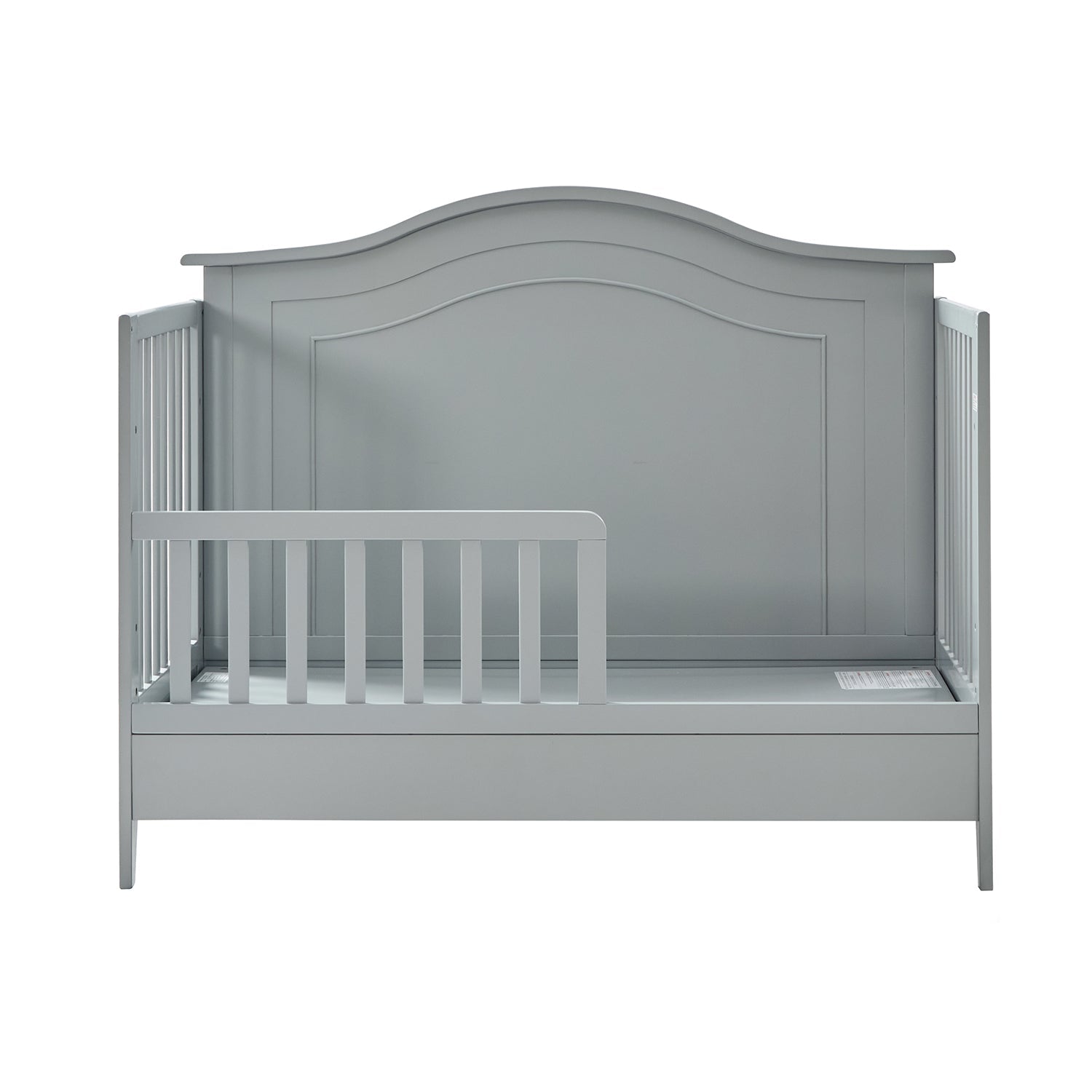 Lit de bébé convertible 5-en-1 avec berceau à bascule, lit de tout-petit, lit de repos et conversion en bureau | Blanc / Gris | Simple