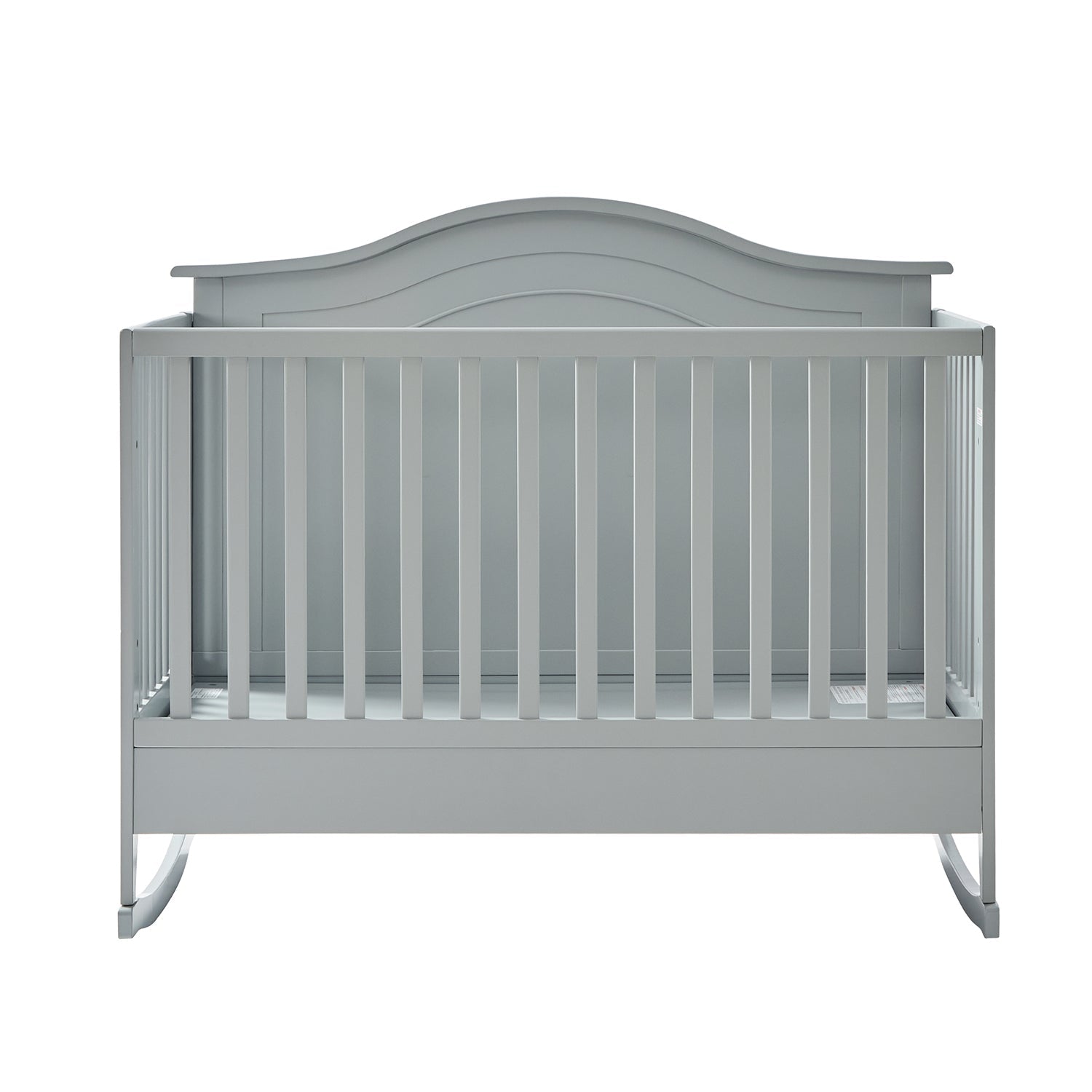Lit de bébé convertible 5-en-1 avec berceau à bascule, lit de tout-petit, lit de repos et conversion en bureau | Blanc / Gris | Simple