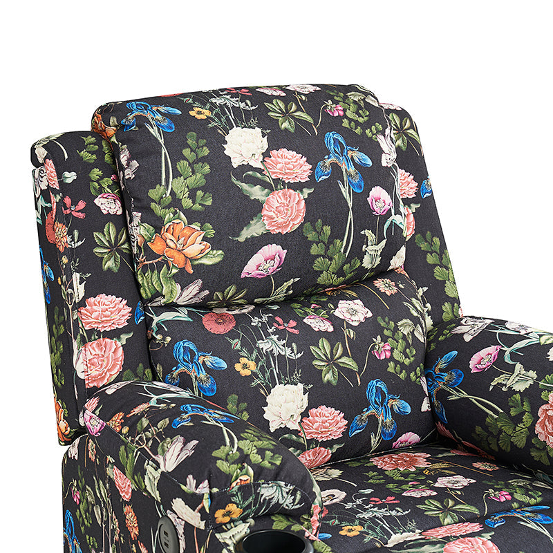 Fauteuil inclinable releveur électrique double moteur avec massage, chauffage, port USB, porte-gobelets et poches latérales | Noir / Bleu | Monoplace