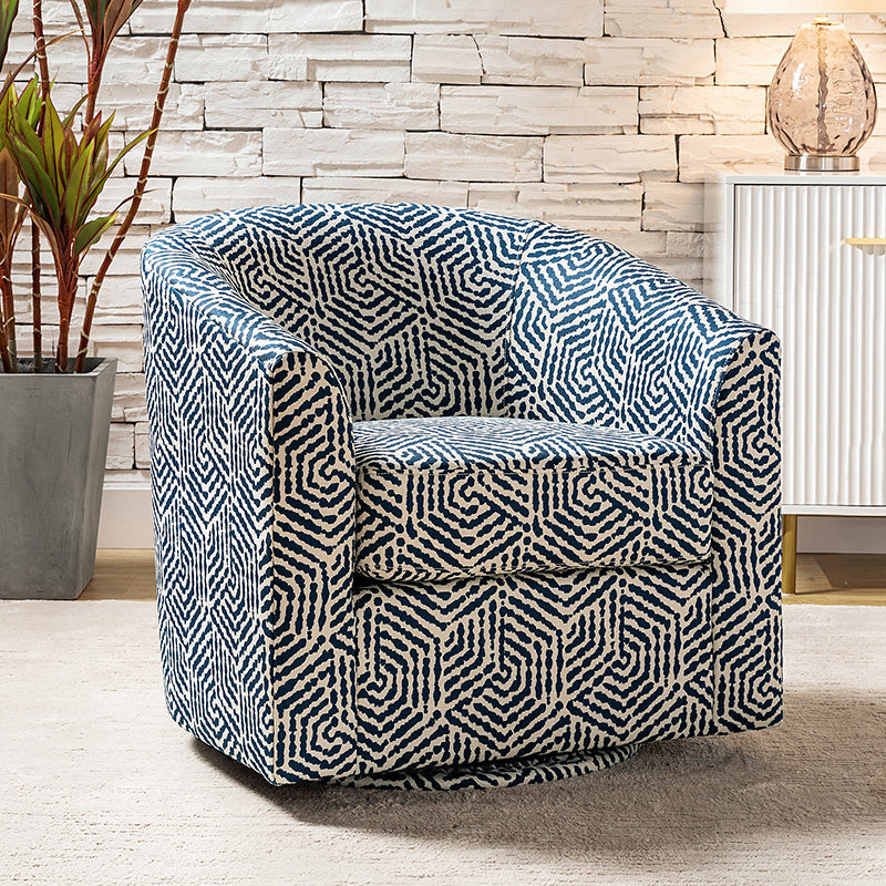 Fauteuil pivotant en polyester avec piètement et accoudoirs en métal | Blanc / Indigo / Sarcelle / Bleu marine / Taupe / Bleu / Havane / Gris | Siège unique