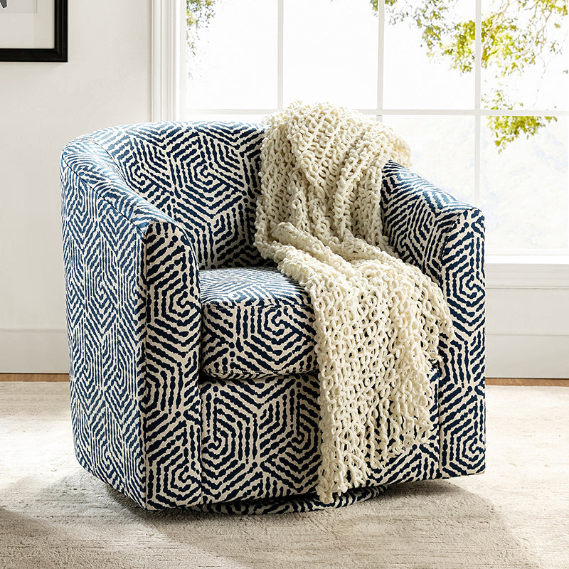 Fauteuil pivotant en polyester avec piètement et accoudoirs en métal | Blanc / Indigo / Sarcelle / Bleu marine / Taupe / Bleu / Havane / Gris | Siège unique