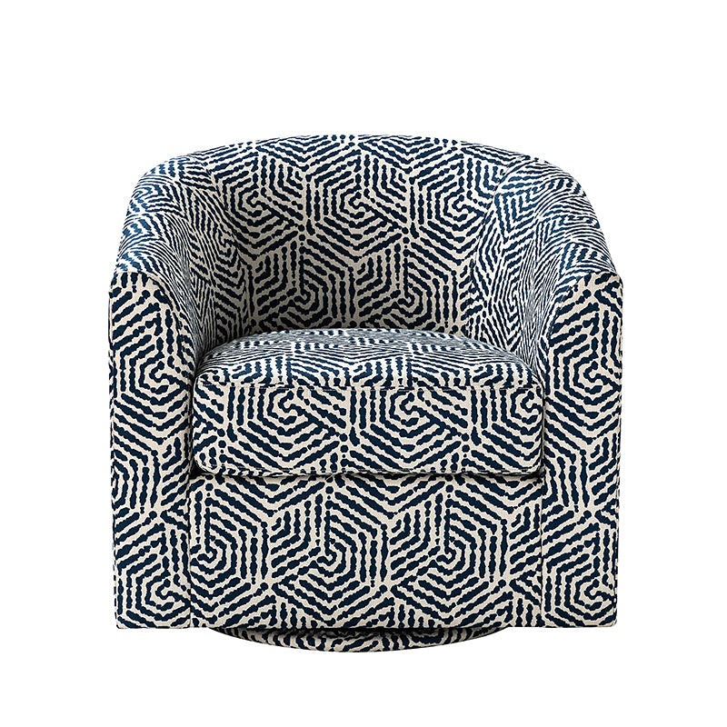 Fauteuil pivotant en polyester avec piètement et accoudoirs en métal | Blanc / Indigo / Sarcelle / Bleu marine / Taupe / Bleu / Havane / Gris | Siège unique