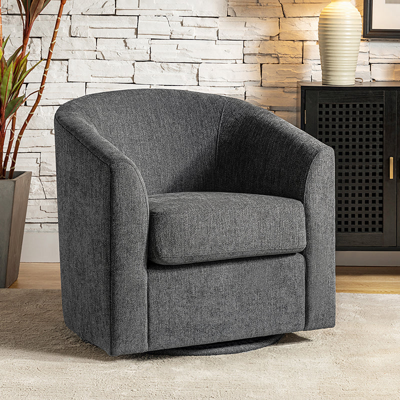 Fauteuil pivotant en polyester avec piètement et accoudoirs en métal | Blanc / Indigo / Sarcelle / Bleu marine / Taupe / Bleu / Havane / Gris | Siège unique