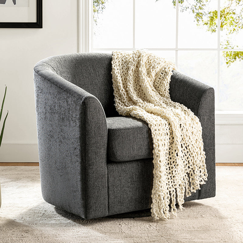 Fauteuil pivotant en polyester avec piètement et accoudoirs en métal | Blanc / Indigo / Sarcelle / Bleu marine / Taupe / Bleu / Havane / Gris | Siège unique