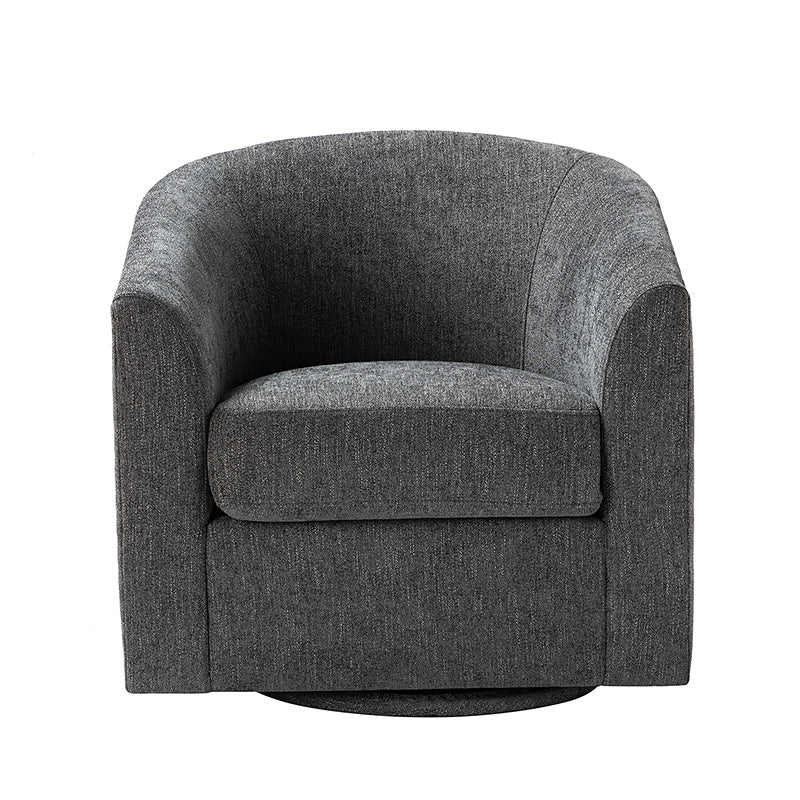 Fauteuil pivotant en polyester avec piètement et accoudoirs en métal | Blanc / Indigo / Sarcelle / Bleu marine / Taupe / Bleu / Havane / Gris | Siège unique