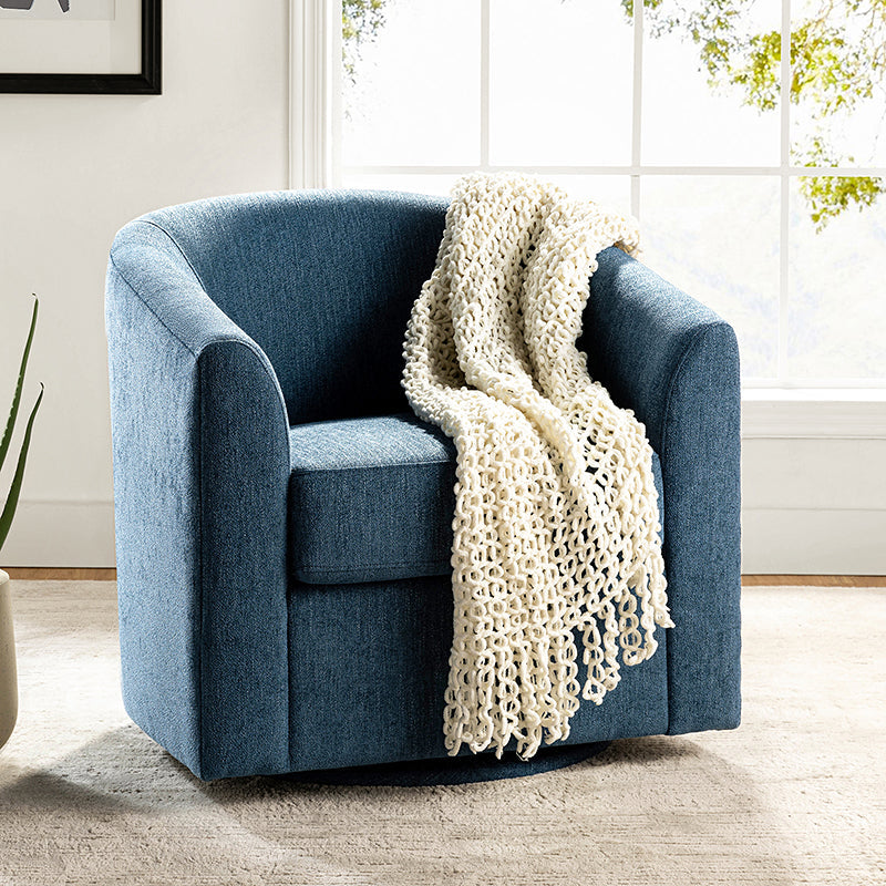 Fauteuil pivotant en polyester avec piètement et accoudoirs en métal | Blanc / Indigo / Sarcelle / Bleu marine / Taupe / Bleu / Havane / Gris | Siège unique