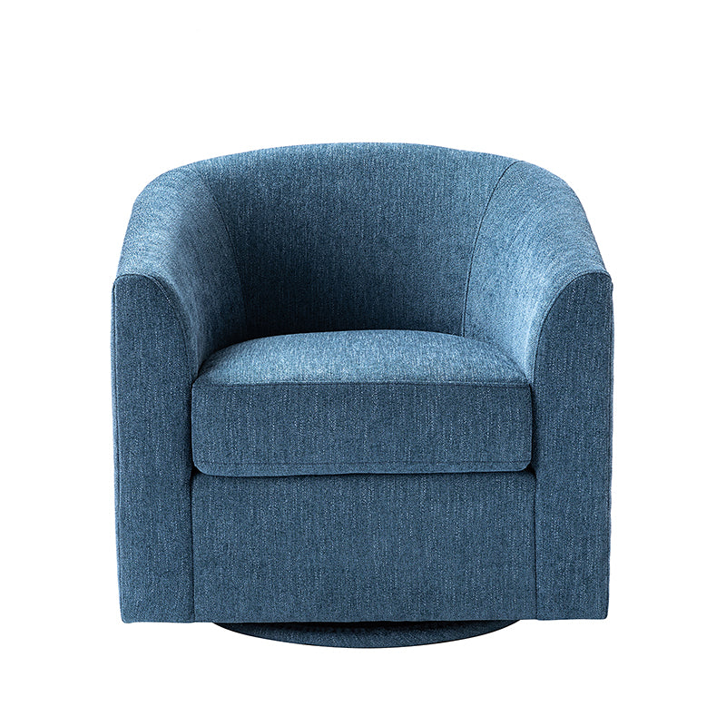 Fauteuil pivotant en polyester avec piètement et accoudoirs en métal | Blanc / Indigo / Sarcelle / Bleu marine / Taupe / Bleu / Havane / Gris | Siège unique