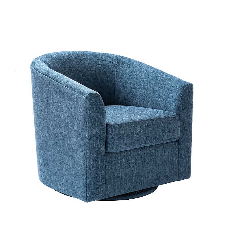 Fauteuil pivotant en polyester avec piètement et accoudoirs en métal | Blanc / Indigo / Sarcelle / Bleu marine / Taupe / Bleu / Havane / Gris | Siège unique