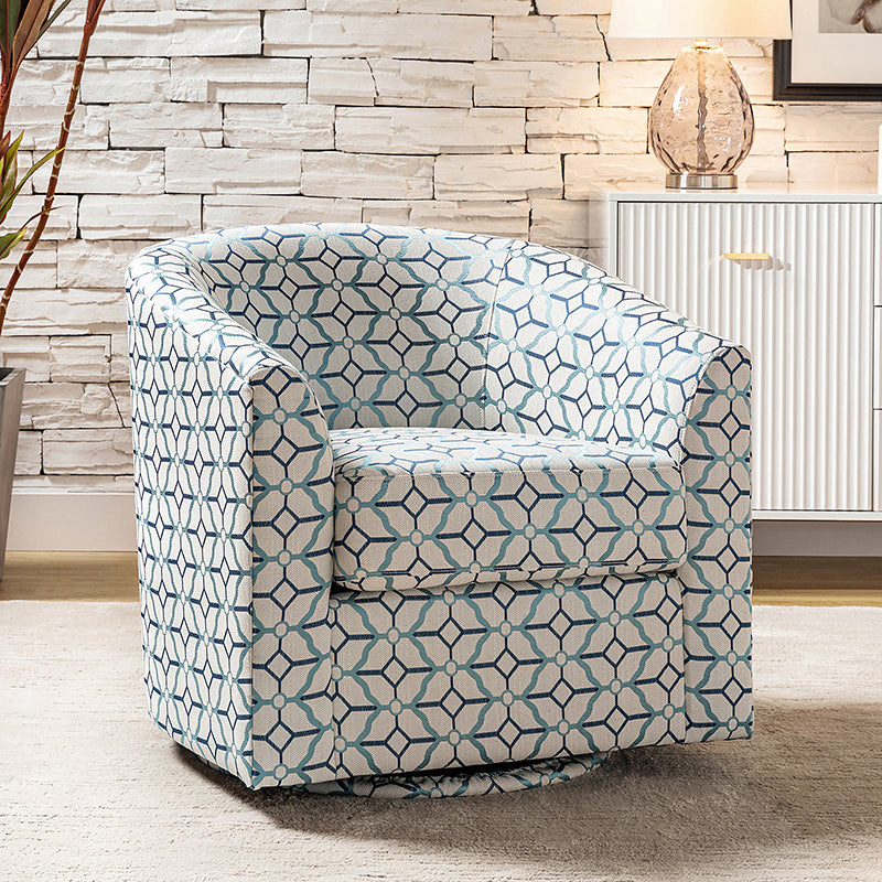 Fauteuil pivotant en polyester avec piètement et accoudoirs en métal | Blanc / Indigo / Sarcelle / Bleu marine / Taupe / Bleu / Havane / Gris | Siège unique