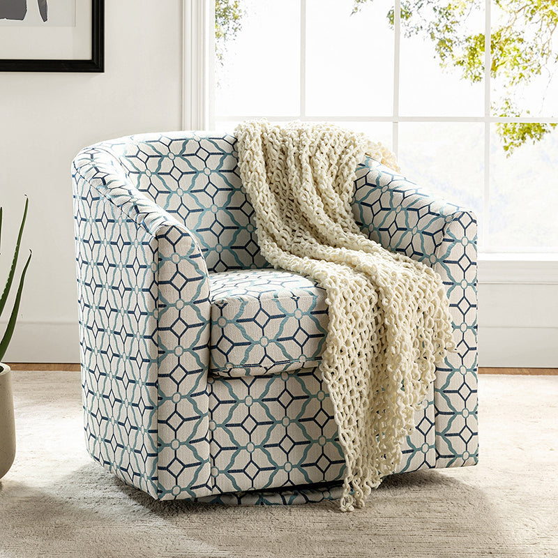 Fauteuil pivotant en polyester avec piètement et accoudoirs en métal | Blanc / Indigo / Sarcelle / Bleu marine / Taupe / Bleu / Havane / Gris | Siège unique