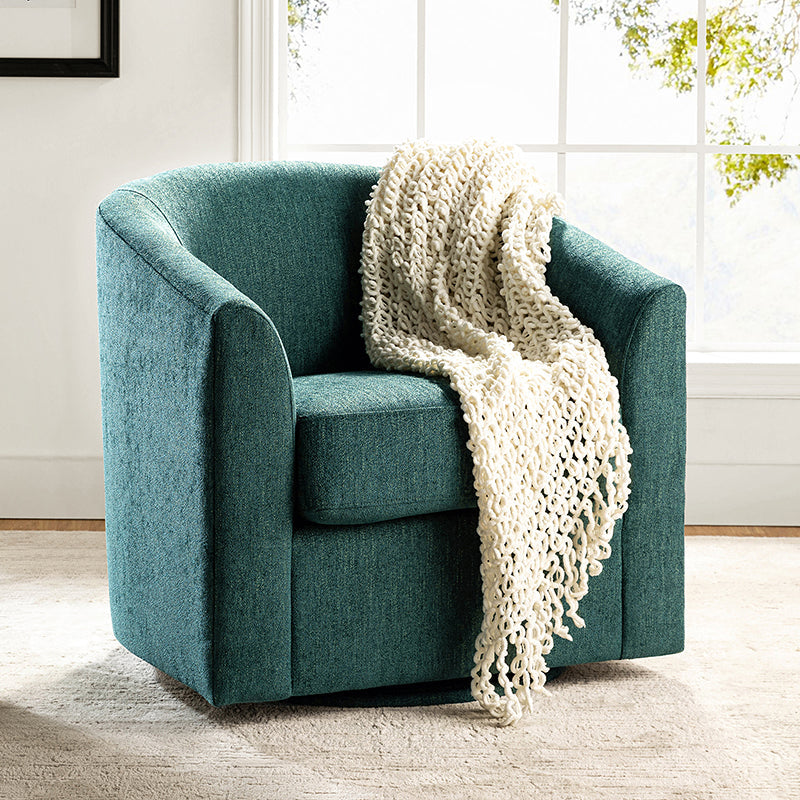 Fauteuil pivotant en polyester avec piètement et accoudoirs en métal | Blanc / Indigo / Sarcelle / Bleu marine / Taupe / Bleu / Havane / Gris | Siège unique