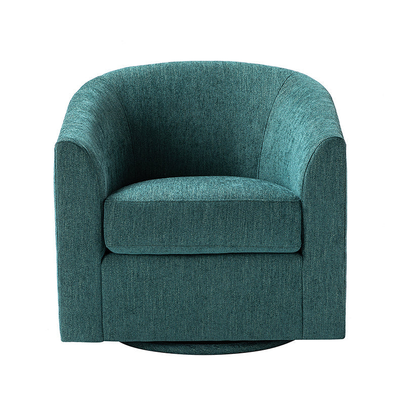 Fauteuil pivotant en polyester avec piètement et accoudoirs en métal | Blanc / Indigo / Sarcelle / Bleu marine / Taupe / Bleu / Havane / Gris | Siège unique