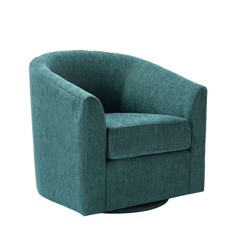 Fauteuil pivotant en polyester avec piètement et accoudoirs en métal | Blanc / Indigo / Sarcelle / Bleu marine / Taupe / Bleu / Havane / Gris | Siège unique