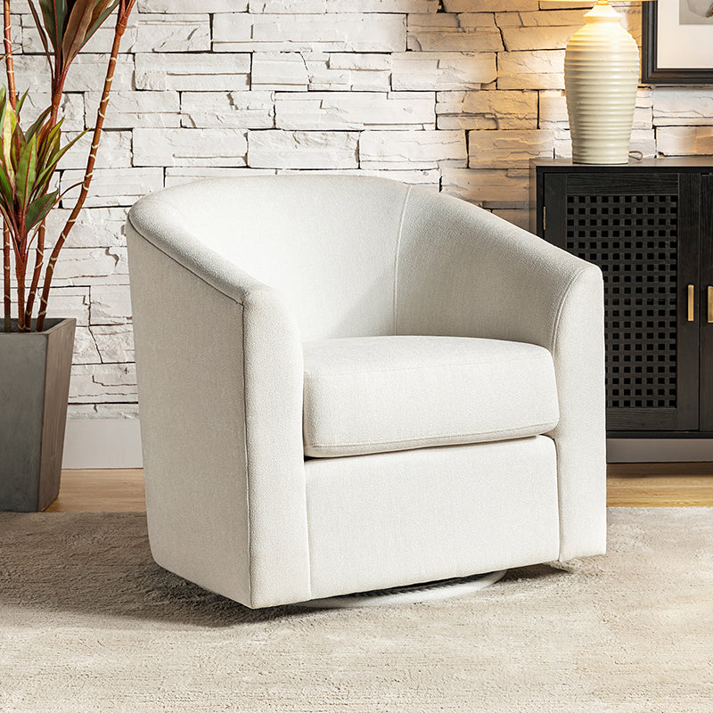 Fauteuil pivotant en polyester avec piètement et accoudoirs en métal | Blanc / Indigo / Sarcelle / Bleu marine / Taupe / Bleu / Havane / Gris | Siège unique