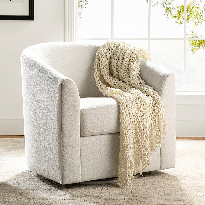Fauteuil pivotant en polyester avec piètement et accoudoirs en métal | Blanc / Indigo / Sarcelle / Bleu marine / Taupe / Bleu / Havane / Gris | Siège unique