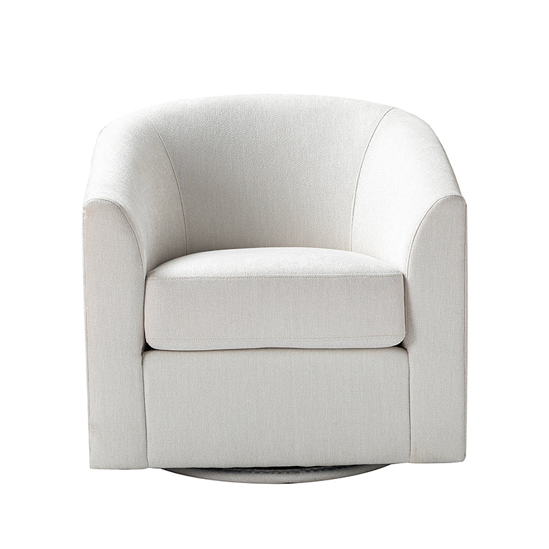 Fauteuil pivotant en polyester avec piètement et accoudoirs en métal | Blanc / Indigo / Sarcelle / Bleu marine / Taupe / Bleu / Havane / Gris | Siège unique