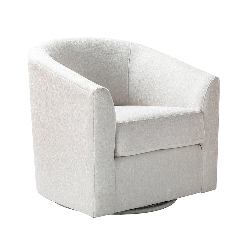 Fauteuil pivotant en polyester avec piètement et accoudoirs en métal | Blanc / Indigo / Sarcelle / Bleu marine / Taupe / Bleu / Havane / Gris | Siège unique