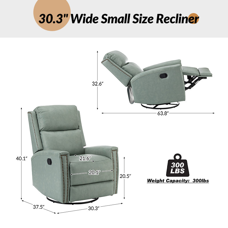 Fauteuil inclinable à dossier haut en cuir véritable avec clous décoratifs, ressorts en S et 3 positions manuelles | Bourgogne / Chameau / Marron / Noir / Tourterelle / Bleu marine / Beige / Sauge / Taupe | Fauteuil simple