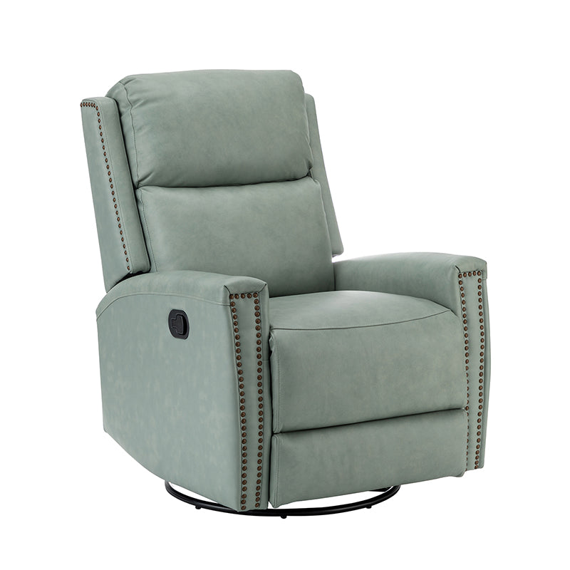 Fauteuil inclinable à dossier haut en cuir véritable avec clous décoratifs, ressorts en S et 3 positions manuelles | Bourgogne / Chameau / Marron / Noir / Tourterelle / Bleu marine / Beige / Sauge / Taupe | Fauteuil simple